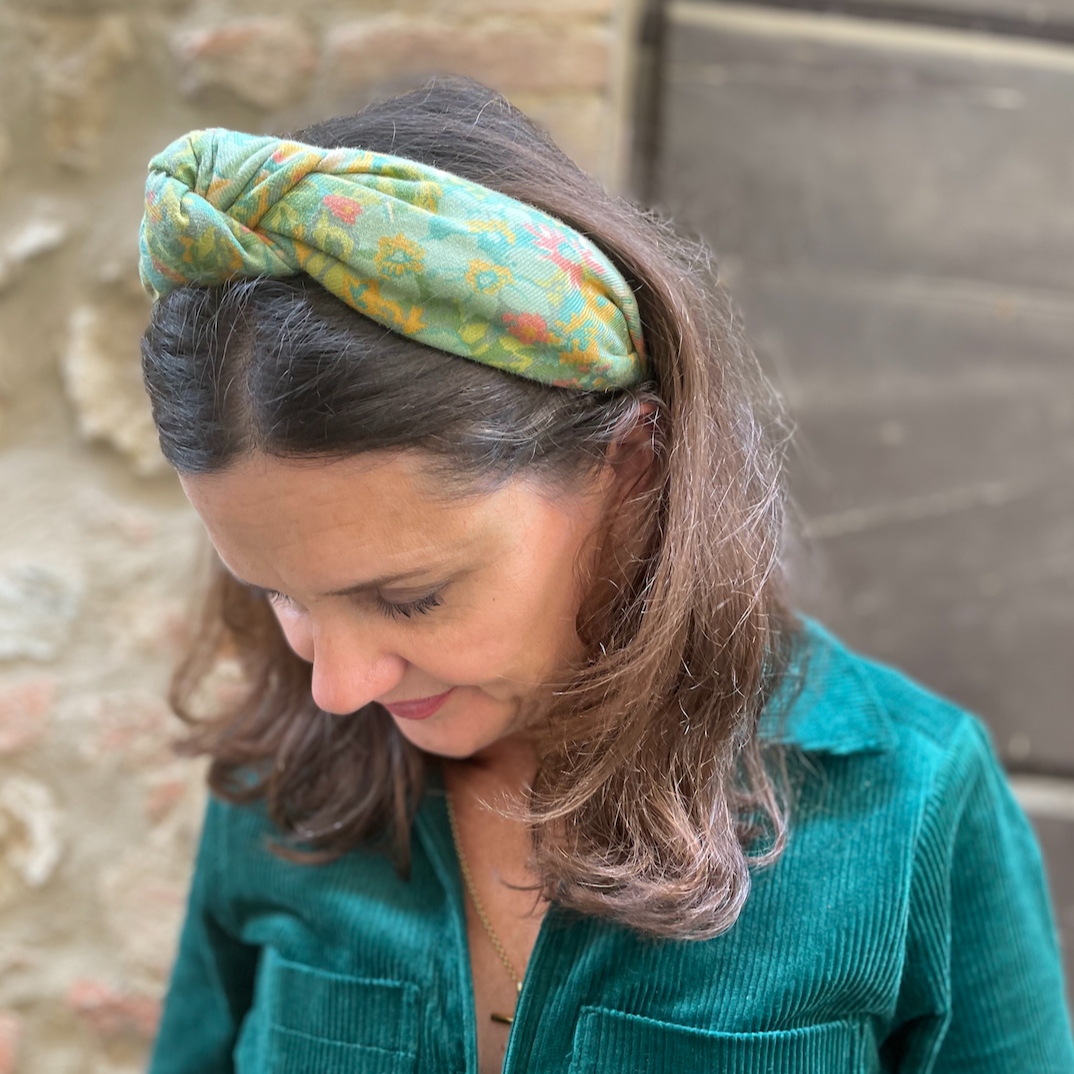 Alice headband - Liberty of London Vintage Lantana Clydella Green Floral print