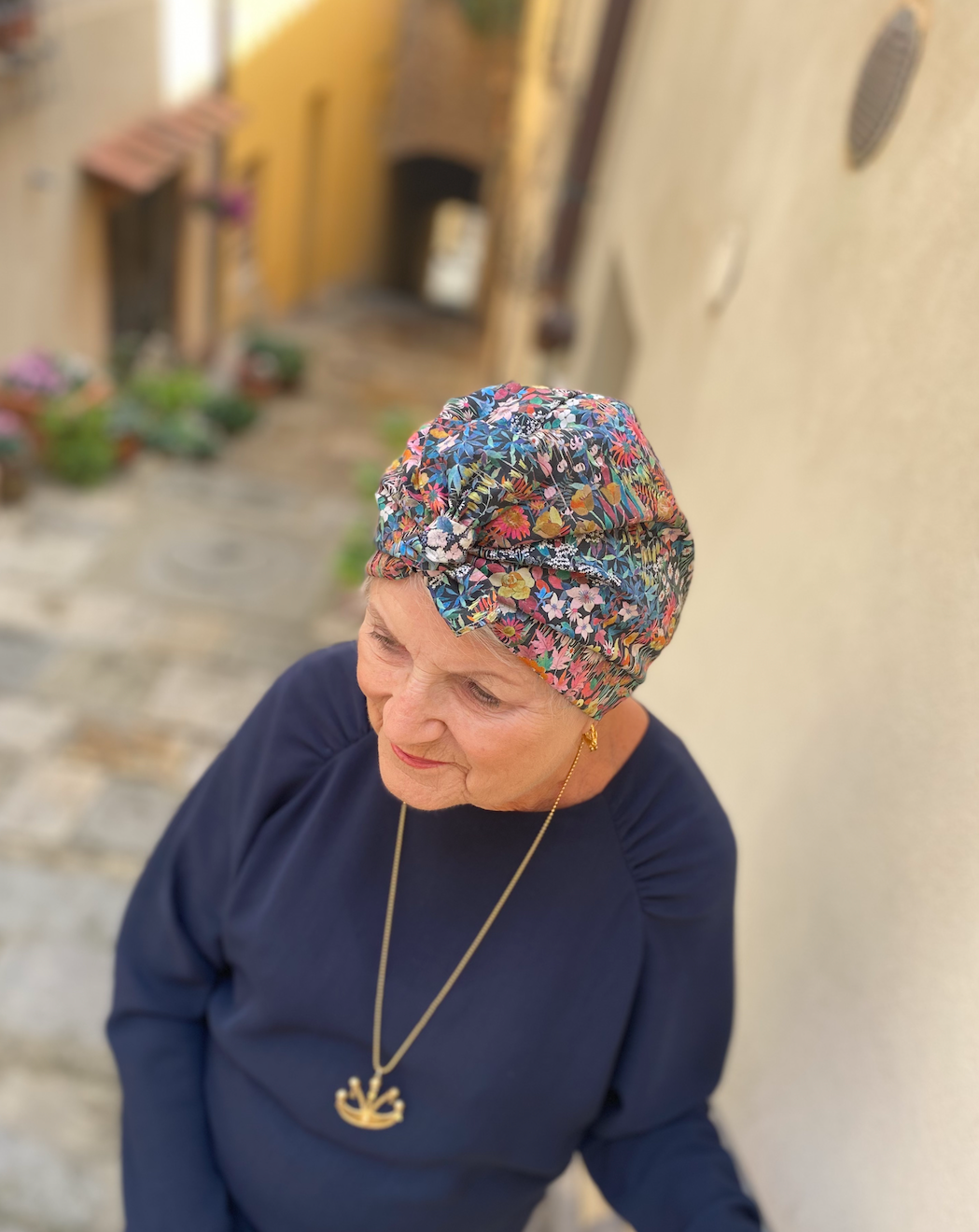 Ladies Turban Hat - Liberty of London Faria Flowers print