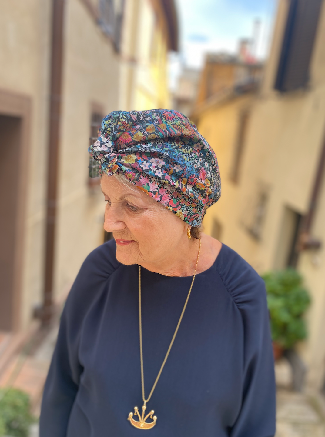 Ladies Turban Hat - Liberty of London Faria Flowers print