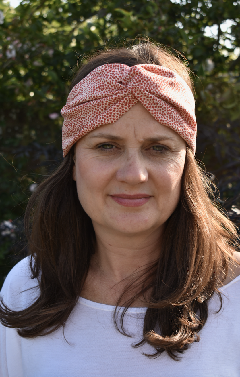 Red and White Floral Twisted Turban hairband and neck scarf - Tot Knots of Brighton