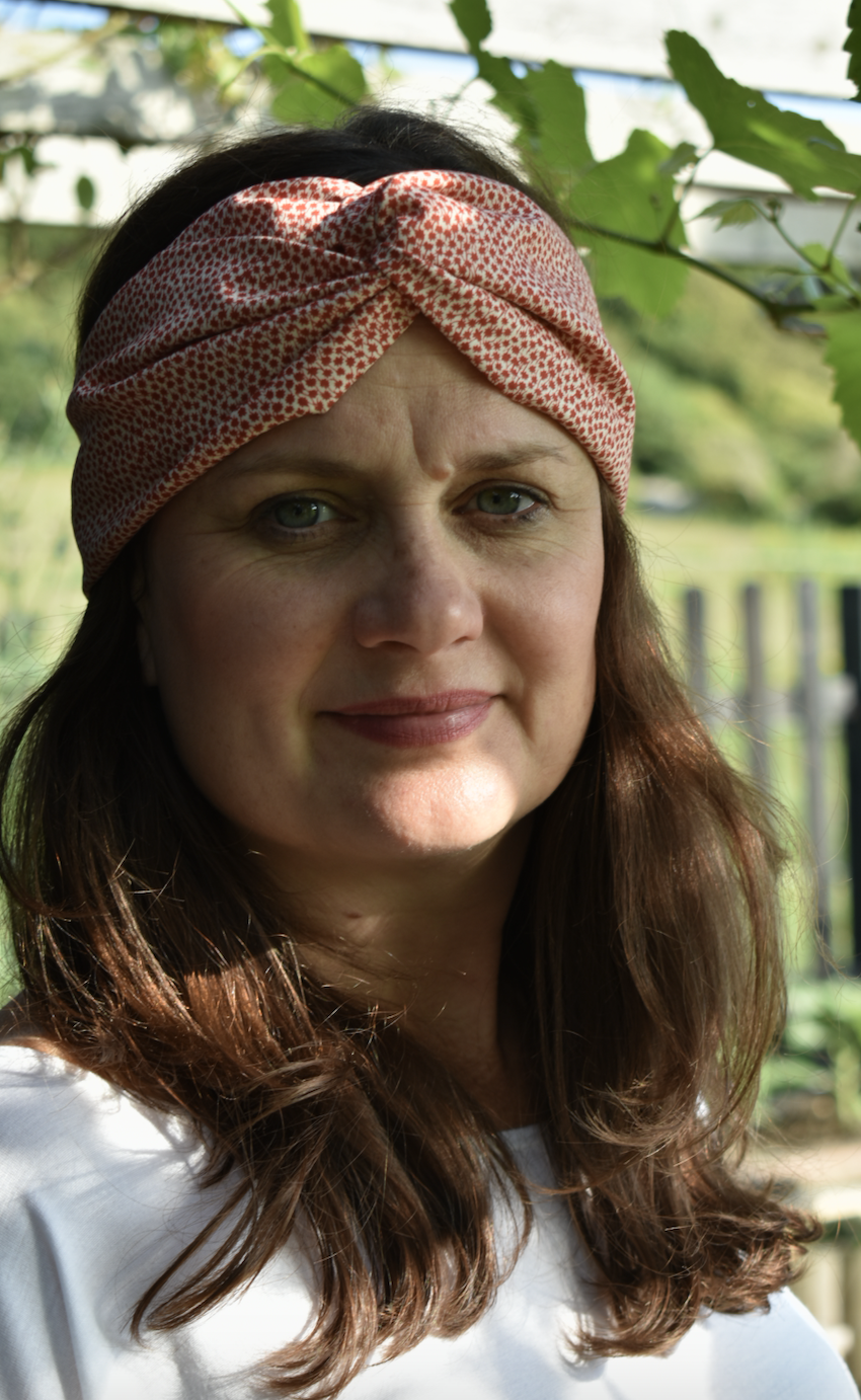 Red and White Floral Twisted Turban hairband and neck scarf - Tot Knots of Brighton