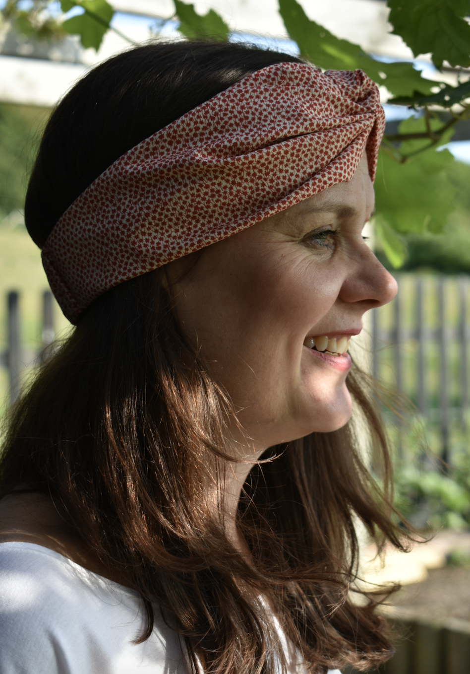 Red and White Floral Twisted Turban hairband and neck scarf - Tot Knots of Brighton