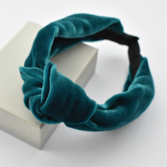 Classic Knot headband - Teal Silk Velvet - Tot Knots of Brighton