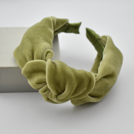 Classic Knot headband - Lime Green Silk Velvet - Tot Knots of Brighton