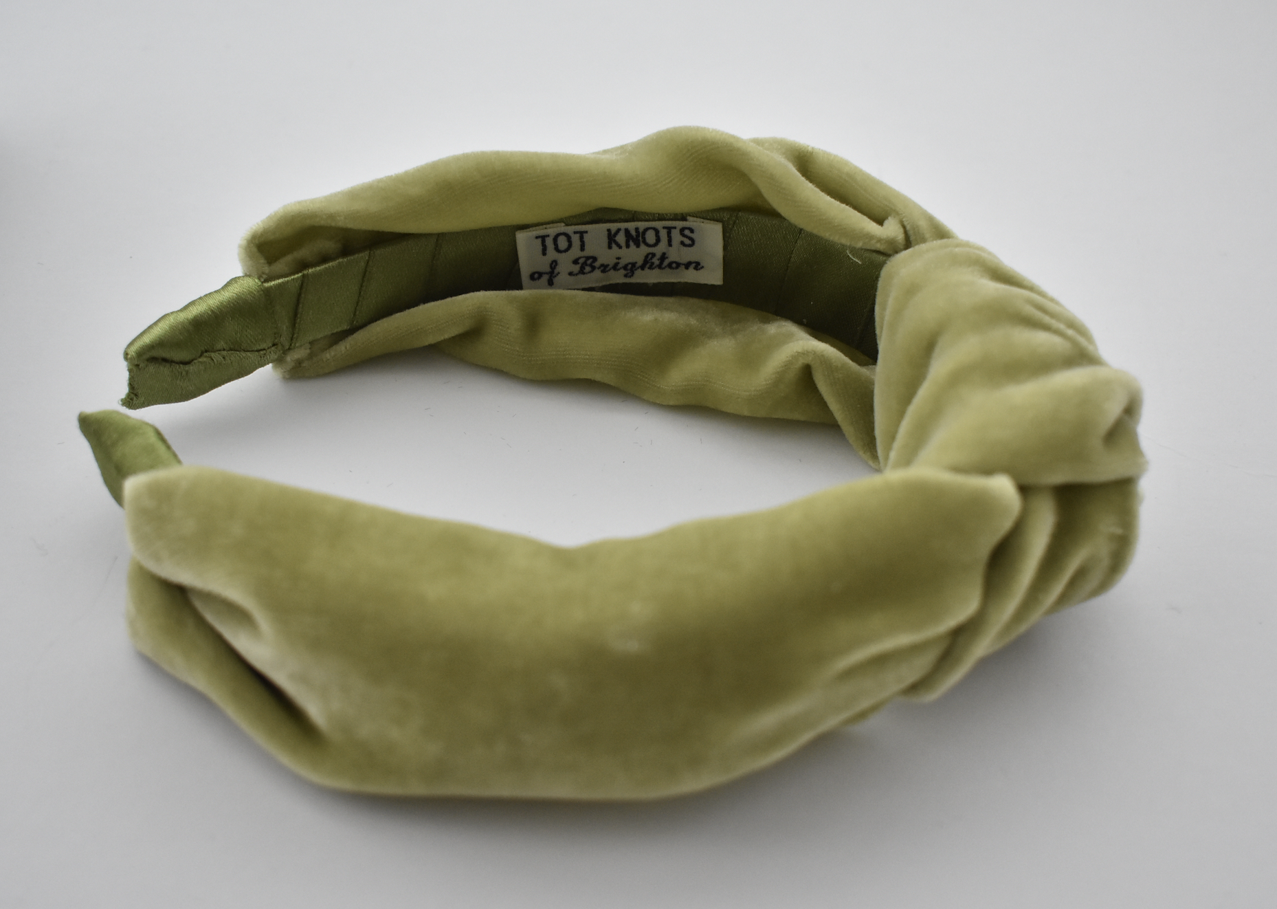 Classic Knot headband - Lime Green Silk Velvet - Tot Knots of Brighton