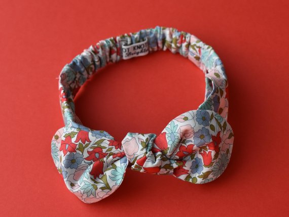 Ladies Tot Knot hairband- Red and Blue Poppies and Daisies - Tot Knots of Brighton