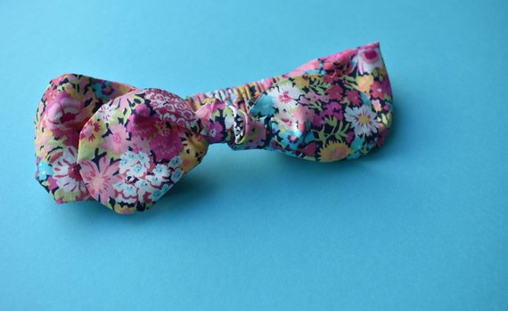 Ladies Tot Knot hairband- Pink, Blue and Black Florals - Tot Knots of Brighton