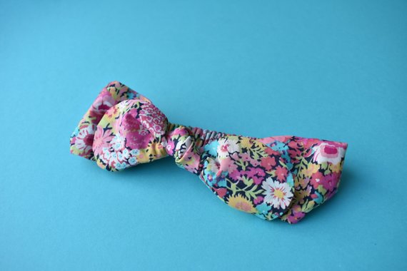 Ladies Tot Knot hairband- Pink, Blue and Black Florals - Tot Knots of Brighton