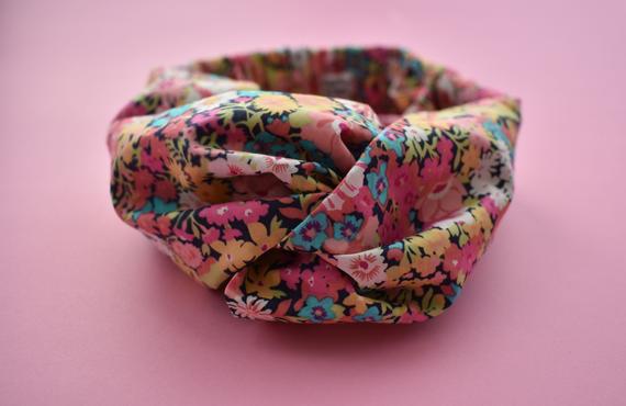 Pink and Blue Floral Twisted Turban hairband and neck scarf - Tot Knots of Brighton
