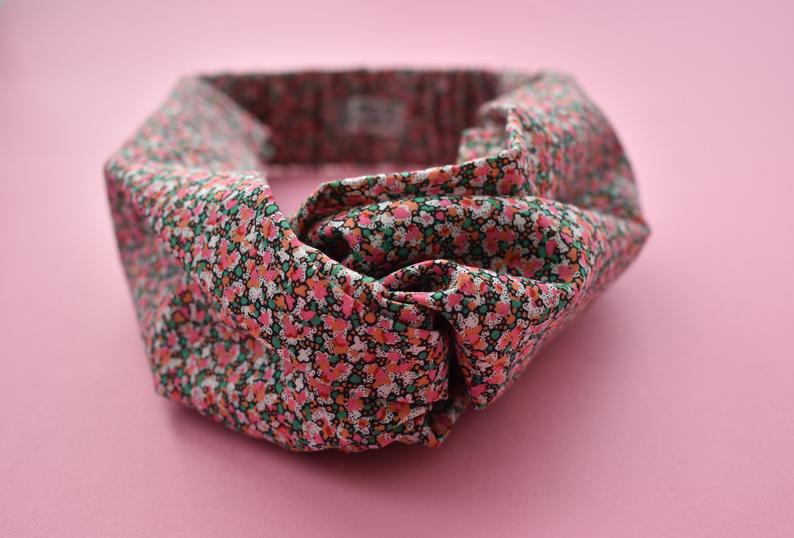 Kids Tot Knot Twisted hairband - Liberty of London Pink Pepper Ditsy print