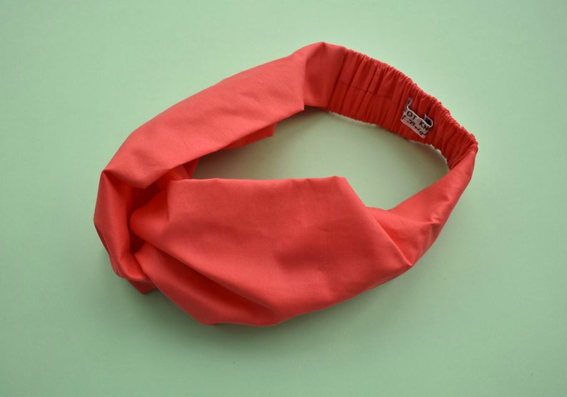 Coral Red Liberty of London - Twisted Turban hairband and neck scarf - Tot Knots of Brighton