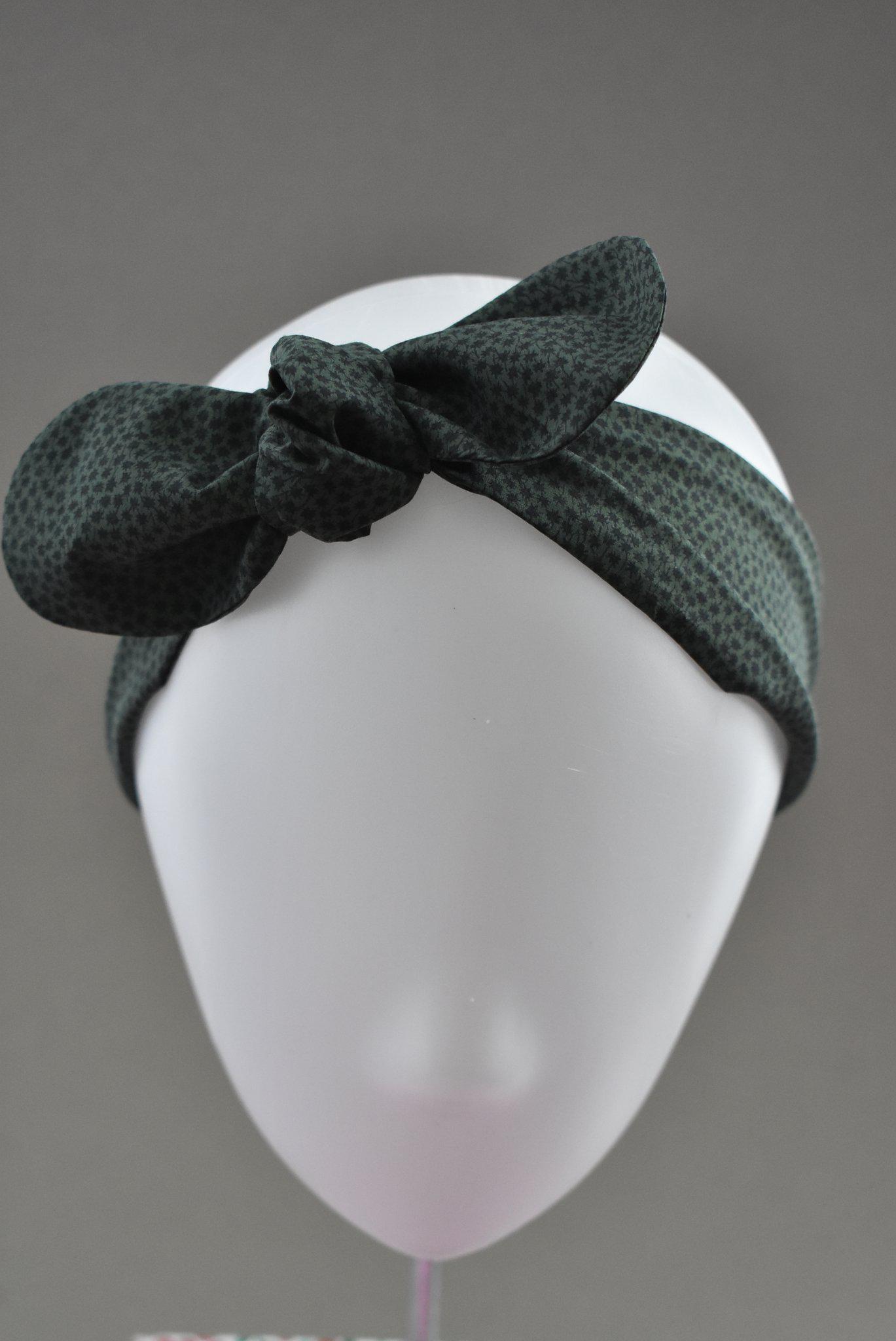 Kids Knot Tie hairband - Liberty of London Green Marco print