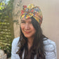 Ladies Turban Hat - Liberty of London Ellis Garden Yellow Floral organic cotton - Silk & Lawn