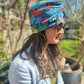 Little Susan Twisted Silk Turban & Head wrap - Liberty of London The Arts of Craft William Morris Standen Fruit and Floral Navy silk crepe (SMALL) - Silk & Lawn