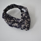 Classic Blue Floral Twisted Turban hairband and neck scarf in Liberty Lantana (wool + cotton blend) (MEDIUM) - Silk & Lawn
