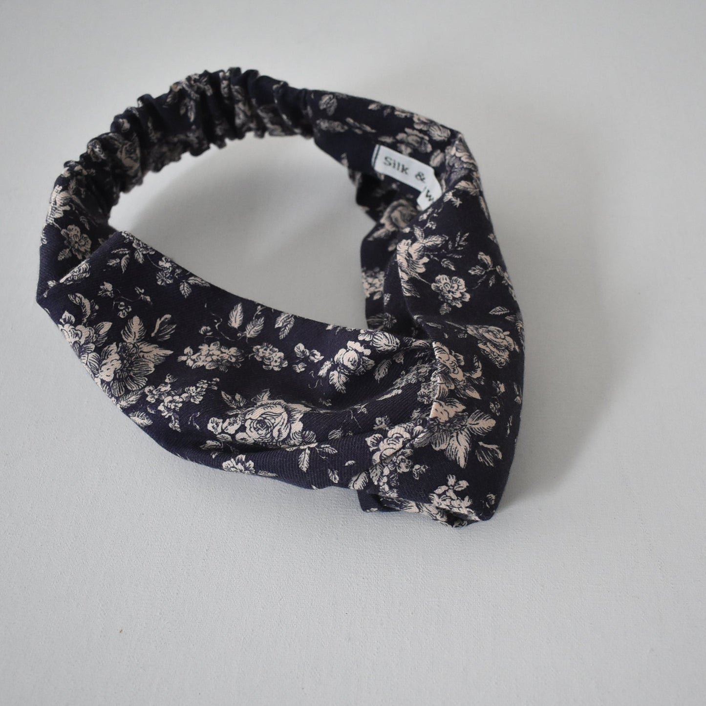 Classic Blue Floral Twisted Turban hairband and neck scarf in Liberty Lantana (wool + cotton blend)