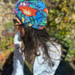 Little Susan Twisted Silk Turban & Head wrap - Liberty of London The Arts of Craft William Morris Standen Fruit and Floral Navy silk crepe (SMALL) - Silk & Lawn