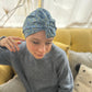 Ladies Turban Hat - Liberty of London Classic Blue Poppy floral print (LARGE) - Silk & Lawn