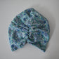 Little Susan Turban Hat in Blue Elysian Floral Liberty print in Lantana (cotton & wool blend) (MEDIUM) - Silk & Lawn