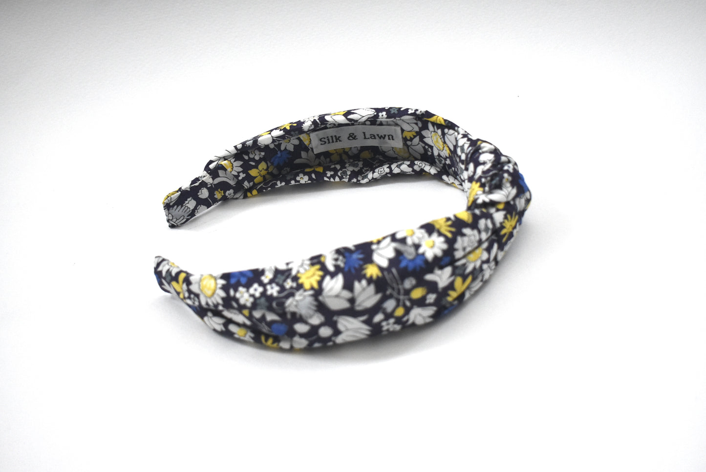 Classic Knot Headband - Liberty of London blue & black floral Graphic print