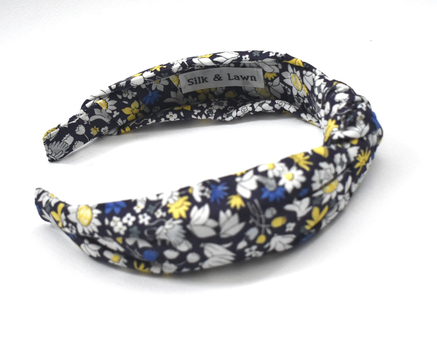 Classic Knot Headband - Liberty of London blue & black floral Graphic print