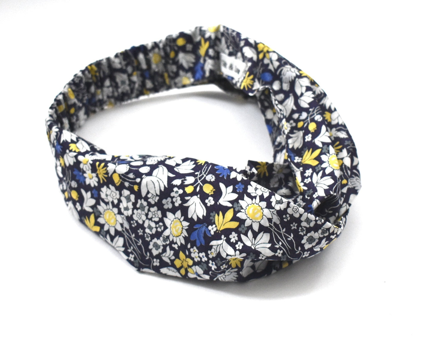 Twisted Turban Headband - Liberty Yellow and Navy Blue Floral