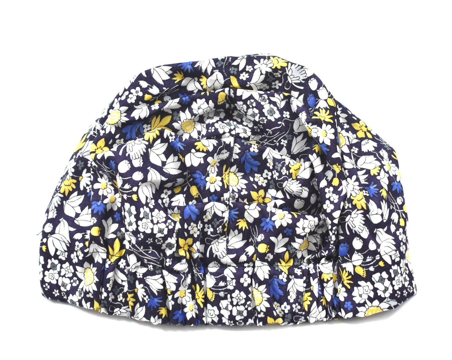 Ladies Turban Hat - Liberty of London Yellow and Navy Blue Floral