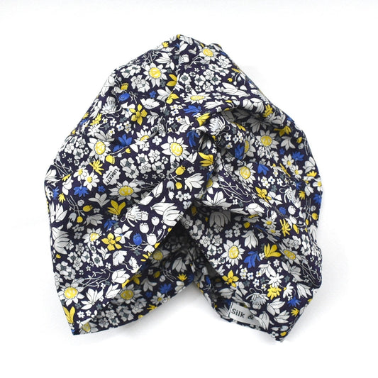 Little Susan Turban Hat - Blue and Yellow Floral print by Liberty of London