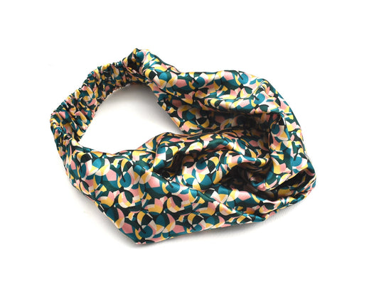 Silk Twisted Turban hairband  in Liberty of London Bounce 100% Silk-Satin