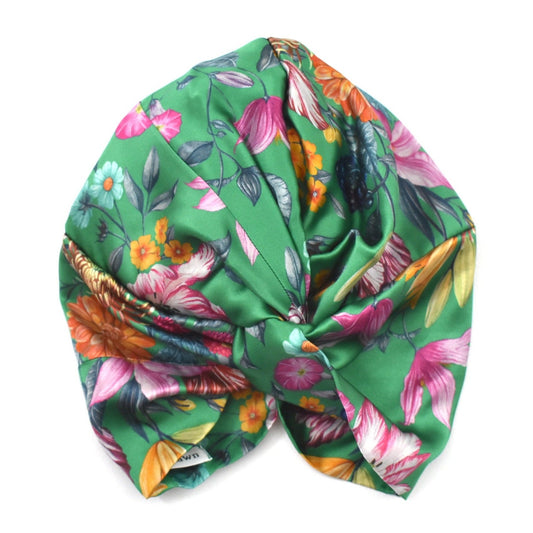 Twisted Silk Turban & Head wrap - Liberty of London Artist Stately Bouquet silk satin