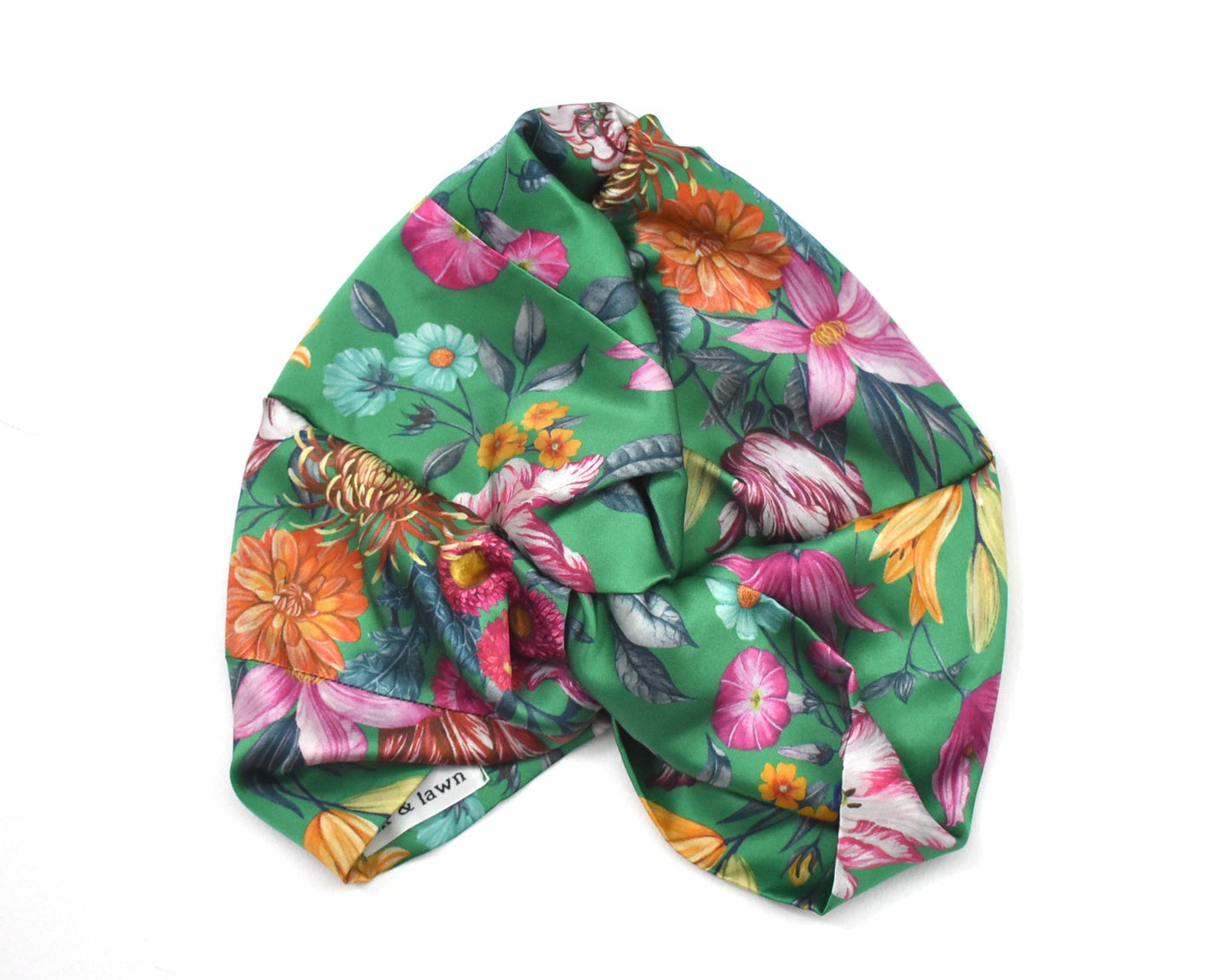 Twisted Silk Turban & Head wrap - Liberty of London Artist Stately Bouquet silk satin