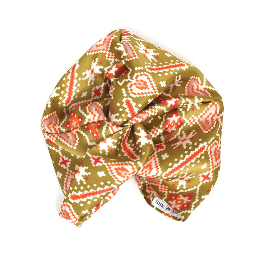 Little Susan Twisted Silk Turban & Head wrap - Liberty of London Gold Tapestry print in Belgravia Silk Satin