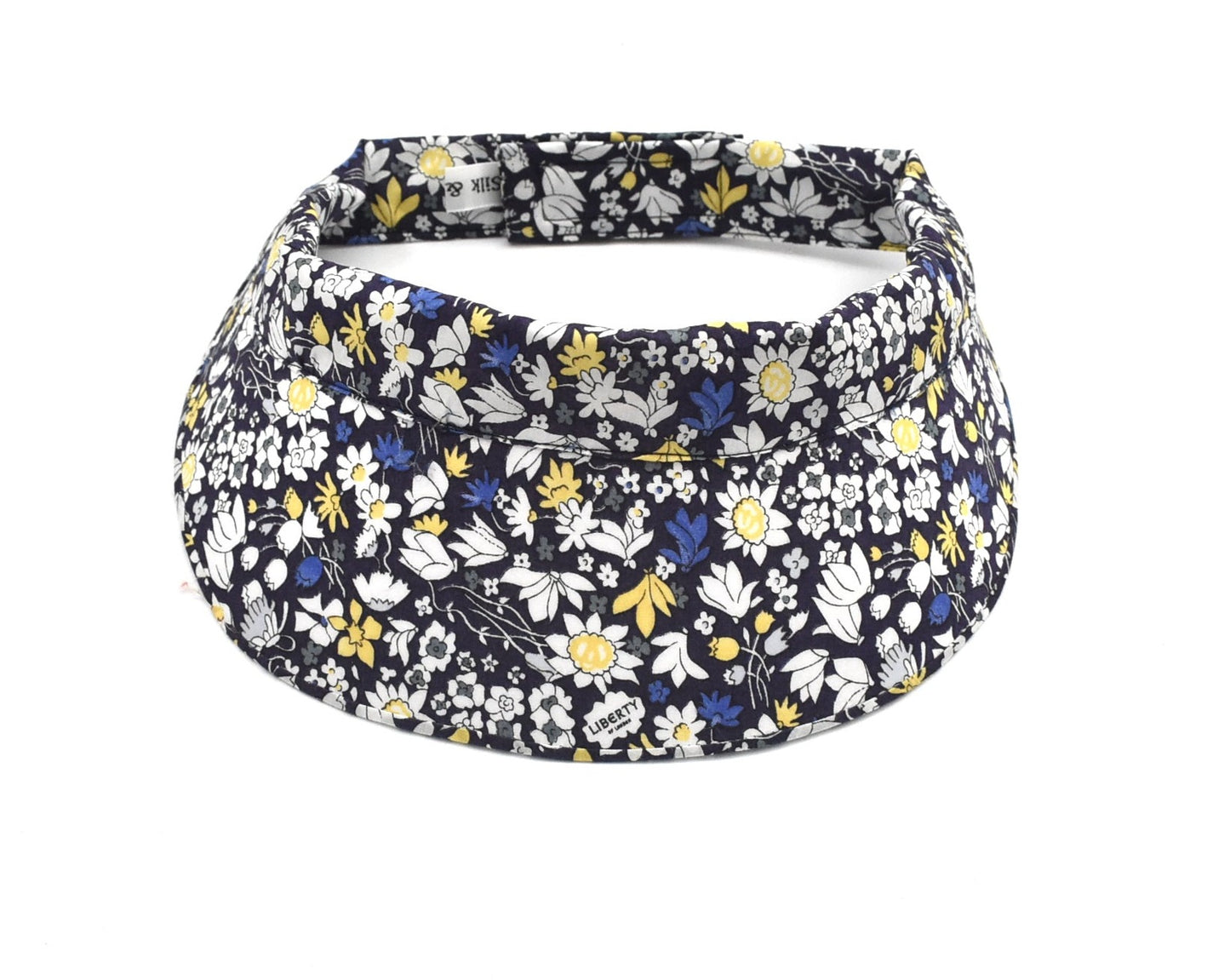 Sun Visor in Liberty of London Yellow and Navy Blue Floral print