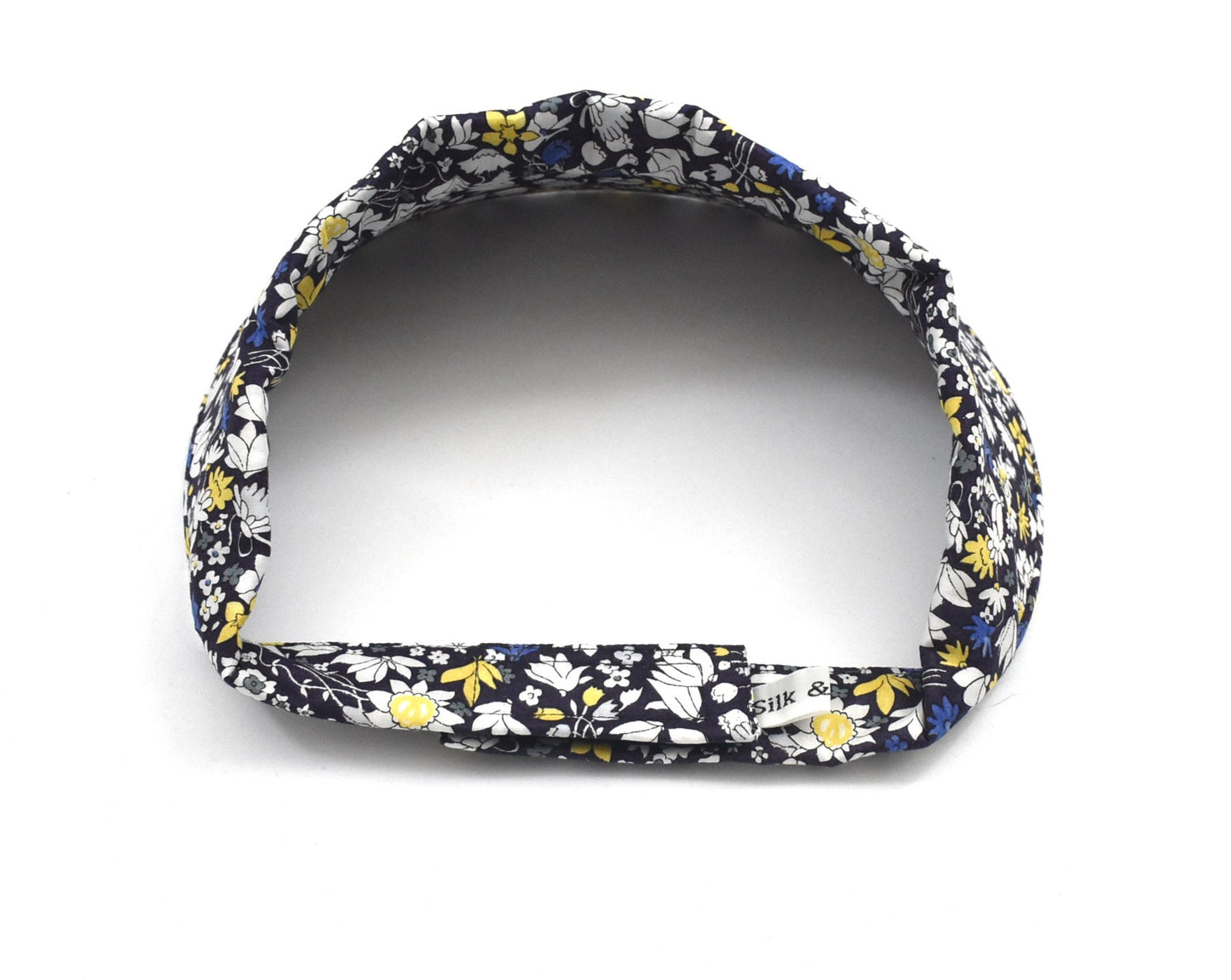 Sun Visor in Liberty of London Yellow and Navy Blue Floral print