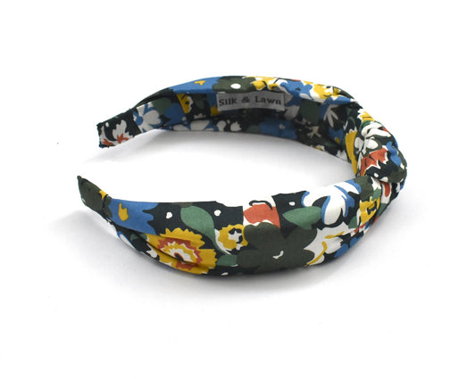 Classic Knot Alice Headband - Liberty of London Green Floral - Silk & Lawn