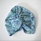 Little Susan Turban Hat in blue Winter Rose Liberty print in Lantana (cotton & wool blend) (MEDIUM) - Silk & Lawn
