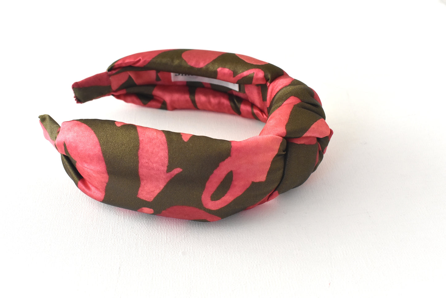 Luxury Silk Twisted or Knot Alice band in Pink & Green Love Letters Liberty of London Silk Satin