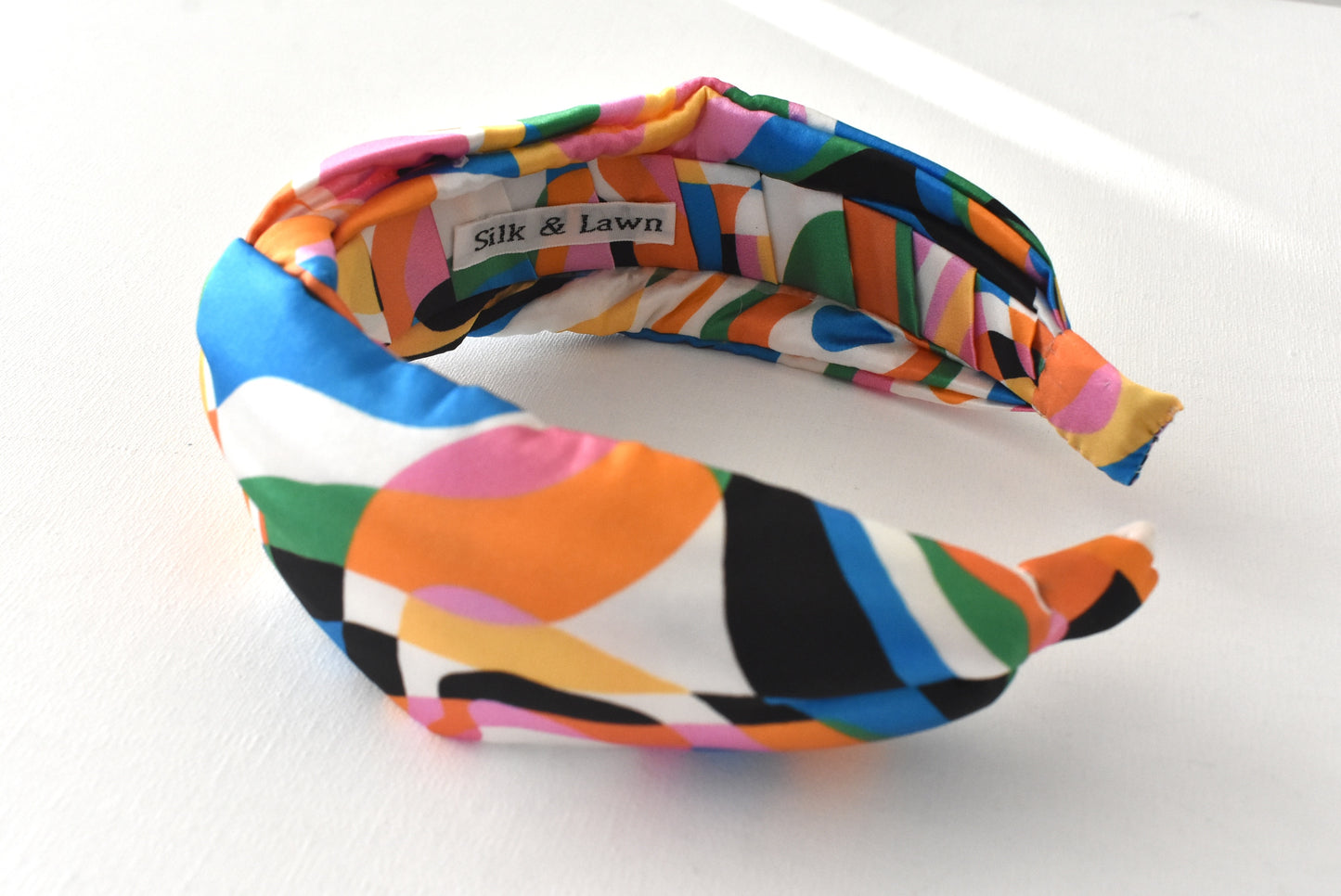 Luxury Silk Twisted or Knot Alice band in Multicolour Pucci style Liberty of London Silk Satin