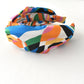 Luxury Silk Twisted or Knot Alice band in Ordinance - Multicolour Pucci style Liberty of London Silk Satin - Silk & Lawn