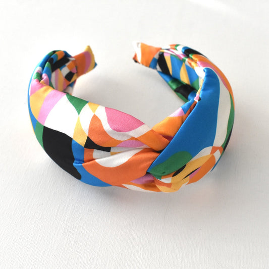 Luxury Silk Twisted or Knot Alice band in Multicolour Pucci style Liberty of London Silk Satin