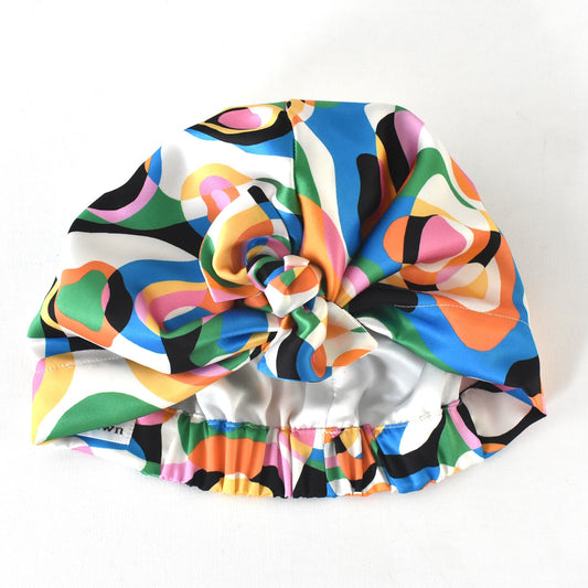 Luxury Silk Turban & Head wrap - Liberty of London Ordinance - Pucci style graphic print on Silk Satin - Silk & Lawn