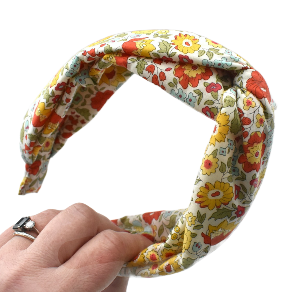 Twisted Alice Headband - Liberty of London Yellow D'anjo floral print