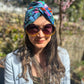 Little Susan Twisted Silk Turban & Head wrap - Liberty of London The Arts of Craft William Morris Standen Fruit and Floral Navy silk crepe (SMALL) - Silk & Lawn