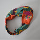 Silk Twisted Turban hairband and neck scarf in Liberty of London Bright Floral Silk Satin - 100% silk (MEDIUM) - Silk & Lawn