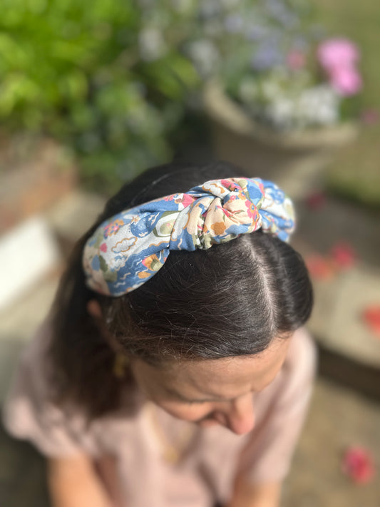 Twisted or Knot Alice band in Going For Gold Liberty of London Tana Lawn cotton