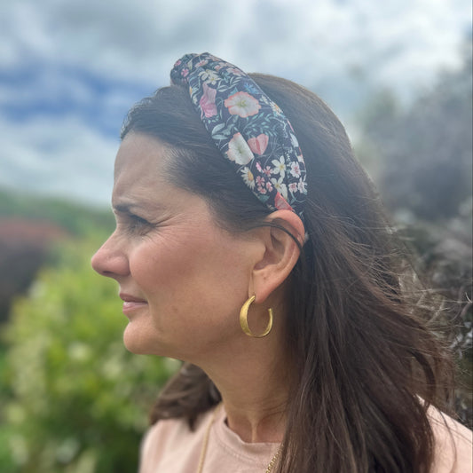 Twisted or Knot Alice band in Jude's Garden Liberty of London Tana Lawn cotton - Silk & Lawn