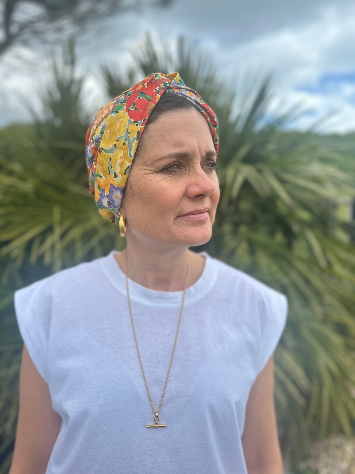 Little Susan Turban Hat - Liberty of London Ellis Garden yellow floral print