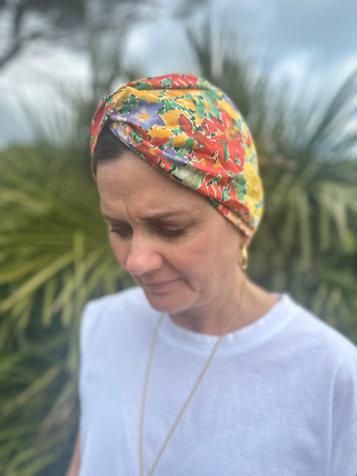 Little Susan Turban Hat - Liberty of London Ellis Garden yellow floral print