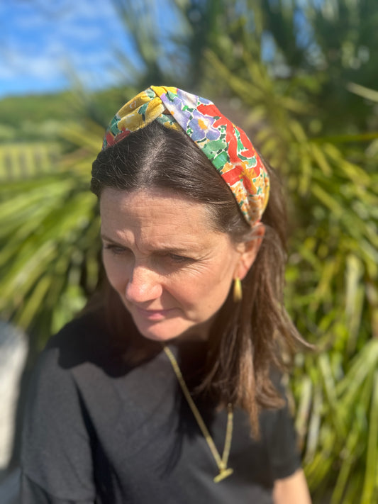 Twisted or Knot Alice band in Yellow Ellis Garden Liberty of London Tana Lawn cotton