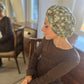 Little Susan Turban Hat - Vintage Liberty Winter Berries in Aqua Blue   - Varuna Wool